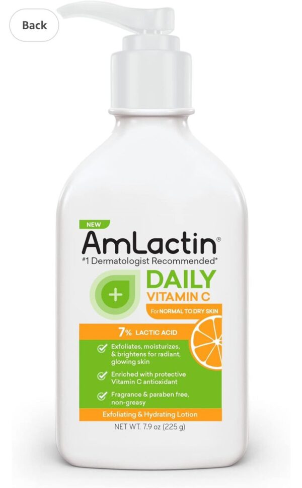 AmLactin Daily Vitamin C Lotion - 7.9 oz Body Lotion with 7% Lactic Acid - Skin-Brightening