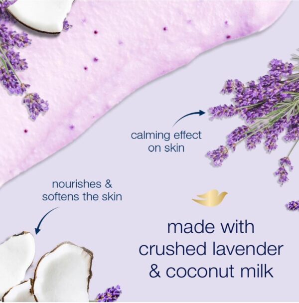 Dove Exfoliating Body Polish Body Scrub Crushed Lavender & Coconut Milk 10.5 oz - Image 2