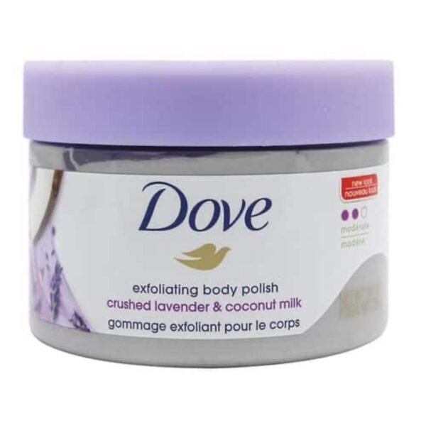 Dove Exfoliating Body Polish Body Scrub Crushed Lavender & Coconut Milk 10.5 oz