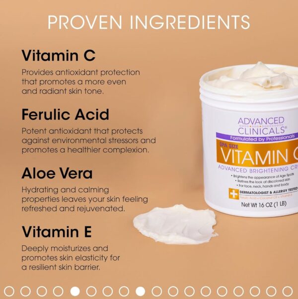 Advanced Clinicals Vitamin C Cream Face & Body Lotion - Image 3